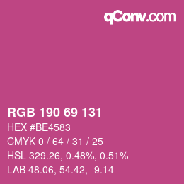 カラーコード: RGB 190 69 131 | qconv.com