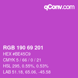 Color code: RGB 190 69 201 | qconv.com