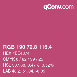 カラーコード: RGB 190 72.8 116.4 | qconv.com