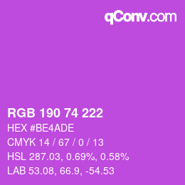 颜色代码: RGB 190 74 222 | qconv.com