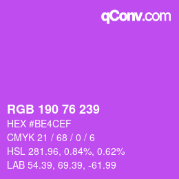 Color code: RGB 190 76 239 | qconv.com