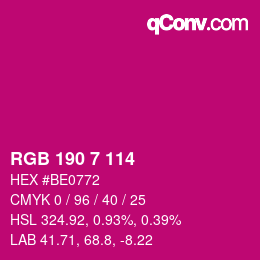 Color code: RGB 190 7 114 | qconv.com