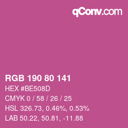 カラーコード: RGB 190 80 141 | qconv.com
