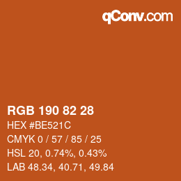 Color code: RGB 190 82 28 | qconv.com