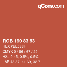 カラーコード: RGB 190 83 63 | qconv.com