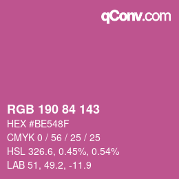 カラーコード: RGB 190 84 143 | qconv.com