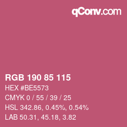 Color code: RGB 190 85 115 | qconv.com