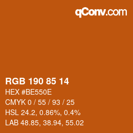 Color code: RGB 190 85 14 | qconv.com