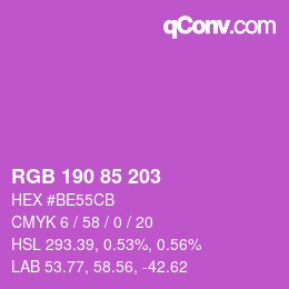 Color code: RGB 190 85 203 | qconv.com