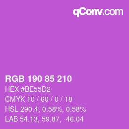 颜色代码: RGB 190 85 210 | qconv.com