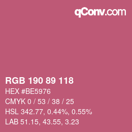 カラーコード: RGB 190 89 118 | qconv.com