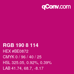 Color code: RGB 190 8 114 | qconv.com