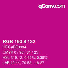 Color code: RGB 190 8 132 | qconv.com