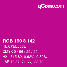 Color code: RGB 190 8 142 | qconv.com