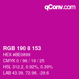 Color code: RGB 190 8 153 | qconv.com