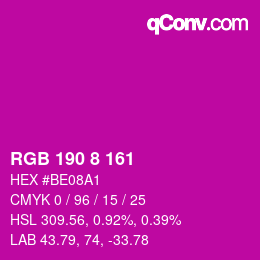 Color code: RGB 190 8 161 | qconv.com
