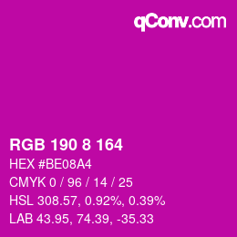 Color code: RGB 190 8 164 | qconv.com