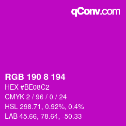 Farbcode: RGB 190 8 194 | qconv.com