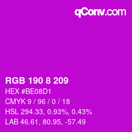 Color code: RGB 190 8 209 | qconv.com