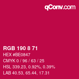 Color code: RGB 190 8 71 | qconv.com
