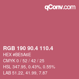 カラーコード: RGB 190 90.4 110.4 | qconv.com