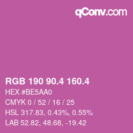 カラーコード: RGB 190 90.4 160.4 | qconv.com