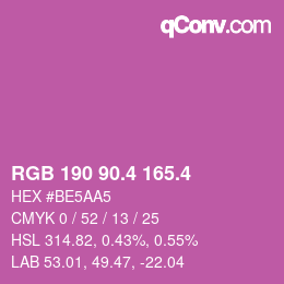 カラーコード: RGB 190 90.4 165.4 | qconv.com