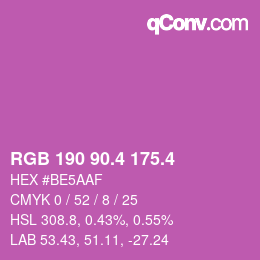 カラーコード: RGB 190 90.4 175.4 | qconv.com