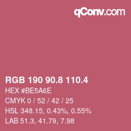 カラーコード: RGB 190 90.8 110.4 | qconv.com