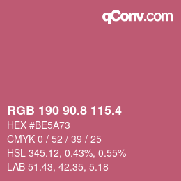 カラーコード: RGB 190 90.8 115.4 | qconv.com