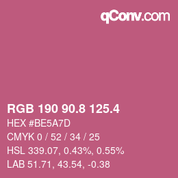 カラーコード: RGB 190 90.8 125.4 | qconv.com