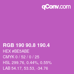 カラーコード: RGB 190 90.8 190.4 | qconv.com