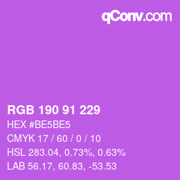 Color code: RGB 190 91 229 | qconv.com