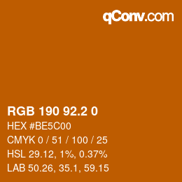 カラーコード: RGB 190 92.2 0 | qconv.com