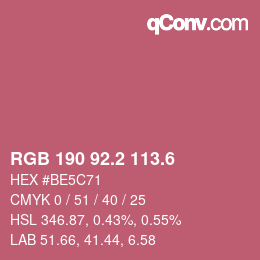 カラーコード: RGB 190 92.2 113.6 | qconv.com