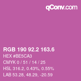 カラーコード: RGB 190 92.2 163.6 | qconv.com