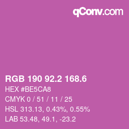カラーコード: RGB 190 92.2 168.6 | qconv.com