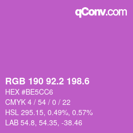カラーコード: RGB 190 92.2 198.6 | qconv.com