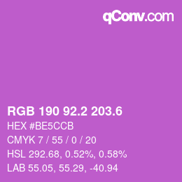 カラーコード: RGB 190 92.2 203.6 | qconv.com