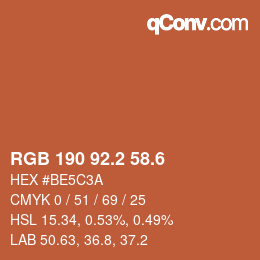 カラーコード: RGB 190 92.2 58.6 | qconv.com