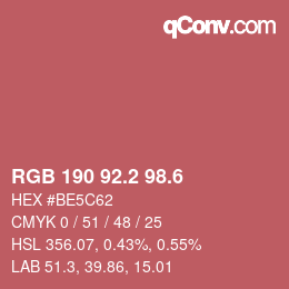 カラーコード: RGB 190 92.2 98.6 | qconv.com