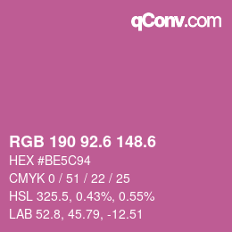 カラーコード: RGB 190 92.6 148.6 | qconv.com