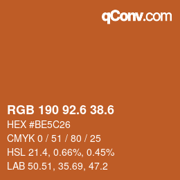 カラーコード: RGB 190 92.6 38.6 | qconv.com