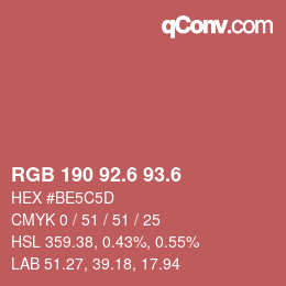 カラーコード: RGB 190 92.6 93.6 | qconv.com