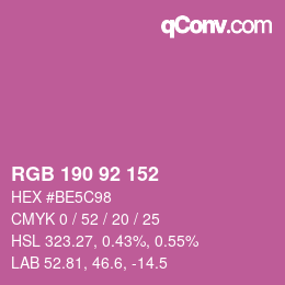 カラーコード: RGB 190 92 152 | qconv.com