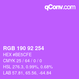 カラーコード: RGB 190 92 254 | qconv.com