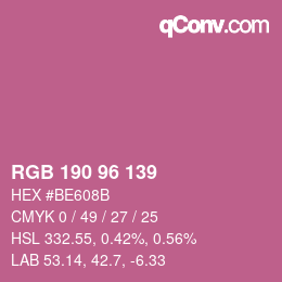 Color code: RGB 190 96 139 | qconv.com