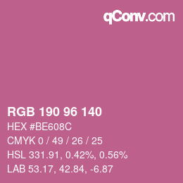 Color code: RGB 190 96 140 | qconv.com