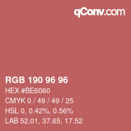 Color code: RGB 190 96 96 | qconv.com