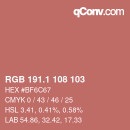 カラーコード: RGB 191.1 108 103 | qconv.com